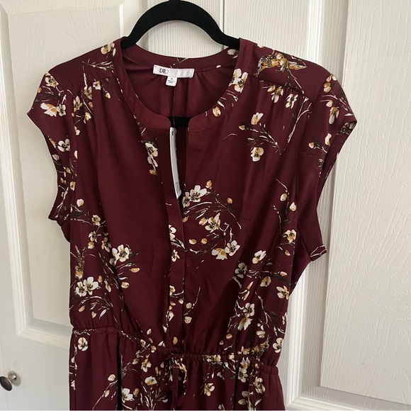 5 for $25! Dr2 Floral Burgundy Dress - Picture 4 of 5